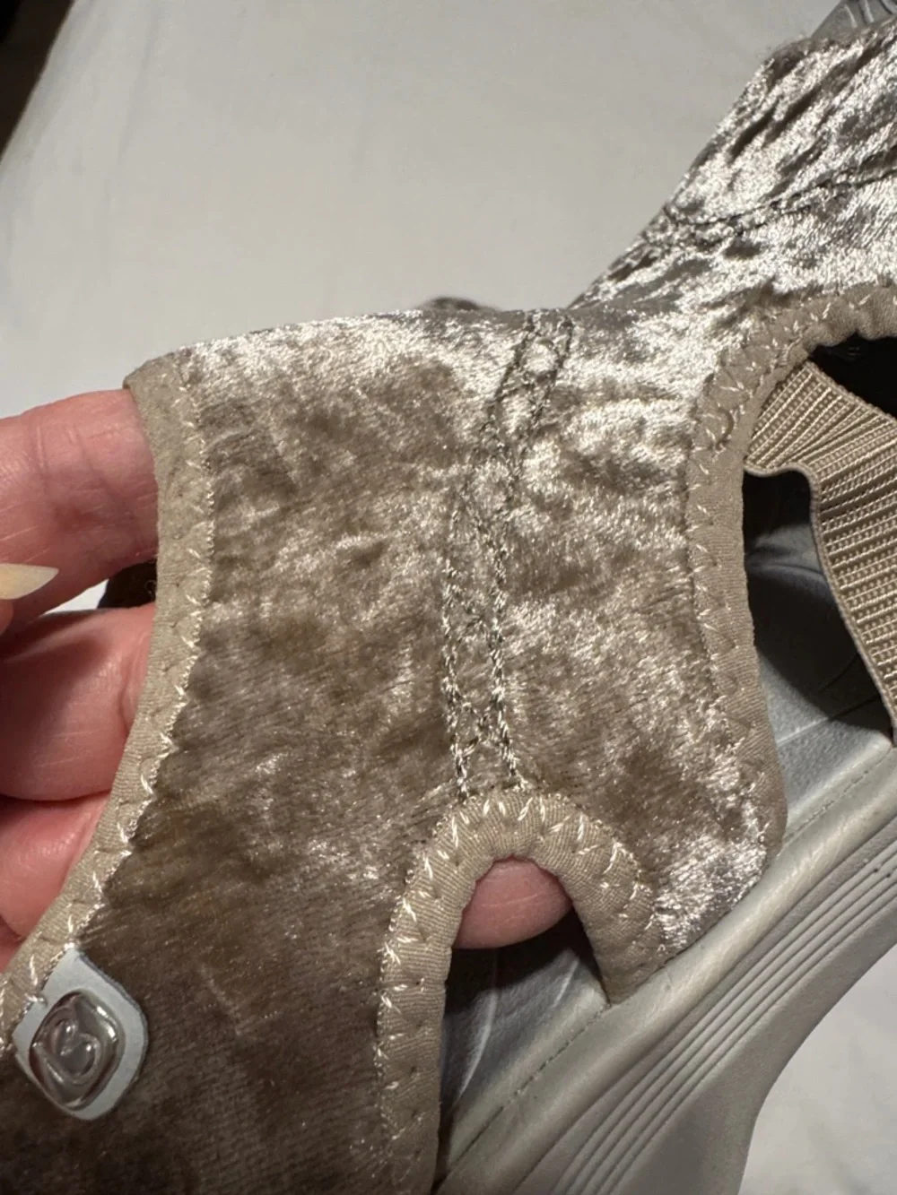 Bzees Velvet Brown Wedge Sandals - Picture 2 of 5